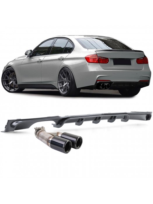 Zadní difuzor BMW 3 F30/F31 (316i/318i/320i) - vzhled carbon (černé koncovky)